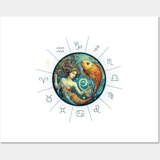 ZODIAC Pisces - Astrological PISCES - PISCES - ZODIAC sign - Van Gogh style - 12 Posters and Art